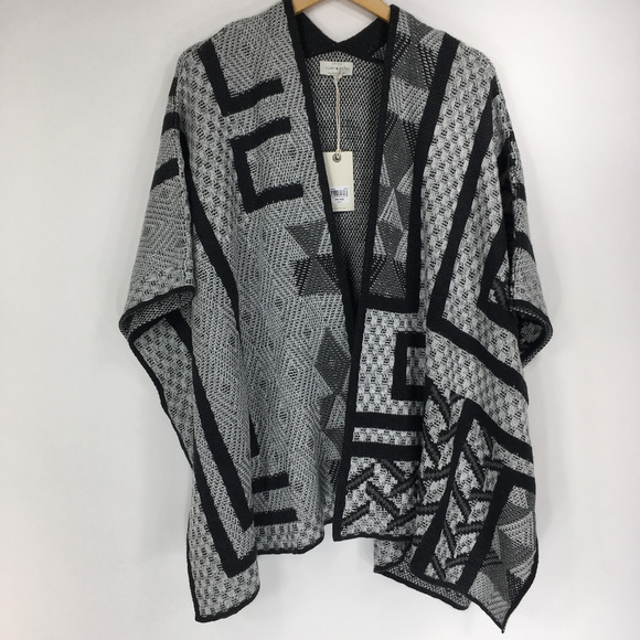 Lucky Brand Sweaters - Lucky Brand OS Blanket Poncho Vest Gray